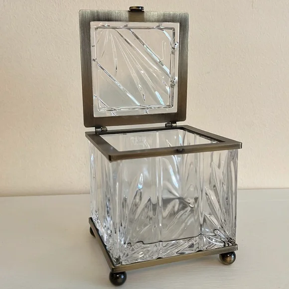 Vintage Cut Crystal Brass Hinged Jewelry Casket Box Vanity  Castilian Imports - Picture 3 of 11